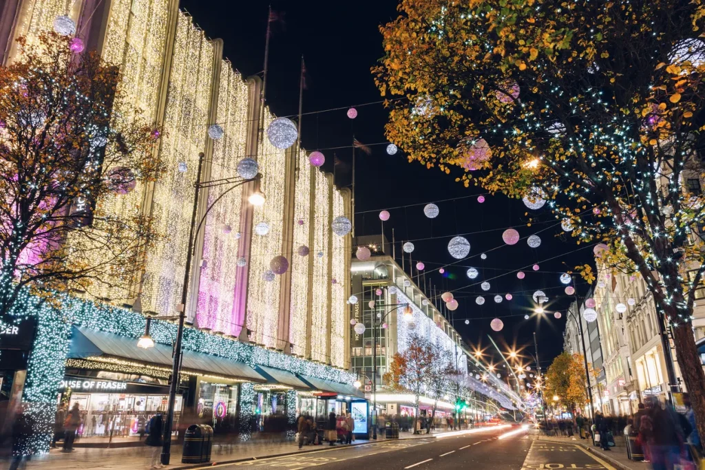 Visit Oxford street Christmas lights one of the nicest christmas places to visit in london